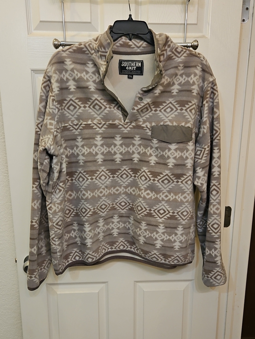 Southern Grit Men’s Taupe Aztec Zip-Neck Pullover